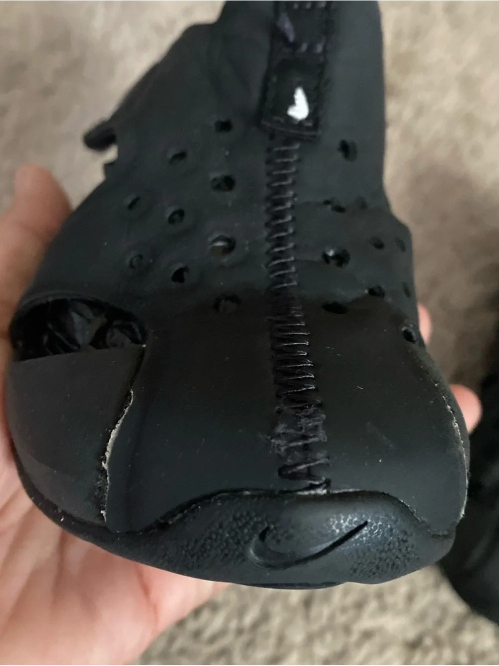 Nike Sunray protect Black Sandals with White Swoosh Accent size 7